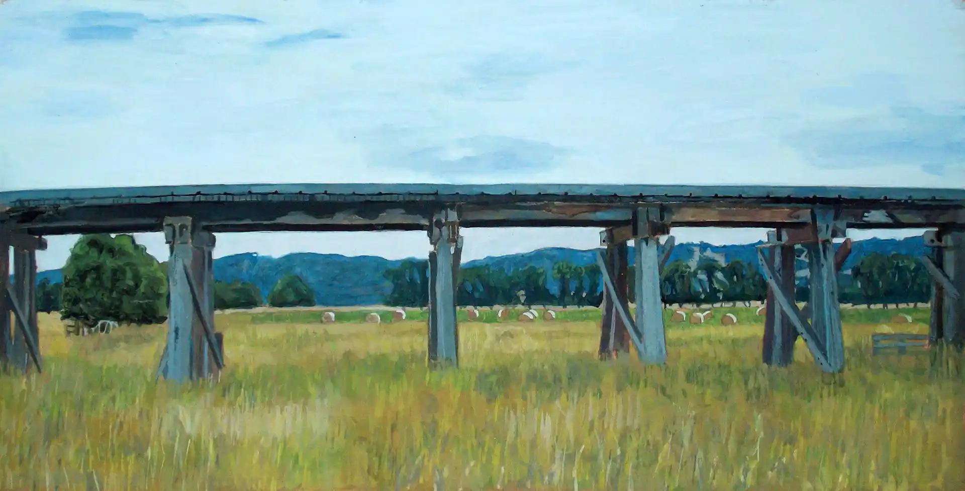 Realism painting | Railway trestle bridge near Yarra Glen